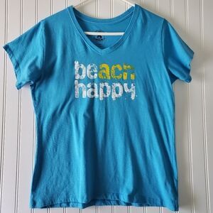 CLEARANCE! Beach Happy Blue Shirt Women's Sz L